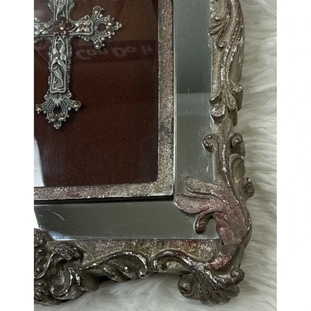 Belinda Miley 2004 Shadow Box Cross Swarovski Crystal Mirrored Frame Wall Decor